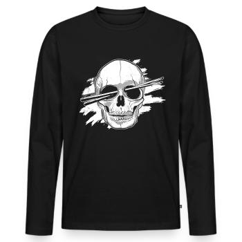 Schlagzeuger Tshirt für Drummer Musiker Rock Bass - Männer Premium Bio Langarmshirt - Schwarz - Vorne - Nico (187cm)