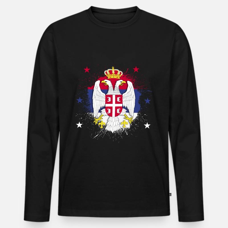 Serbien - Männer Premium Bio Langarmshirt - Schwarz