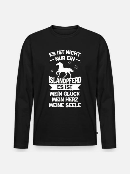 Islandpferd - Männer Premium Bio Langarmshirt - Schwarz