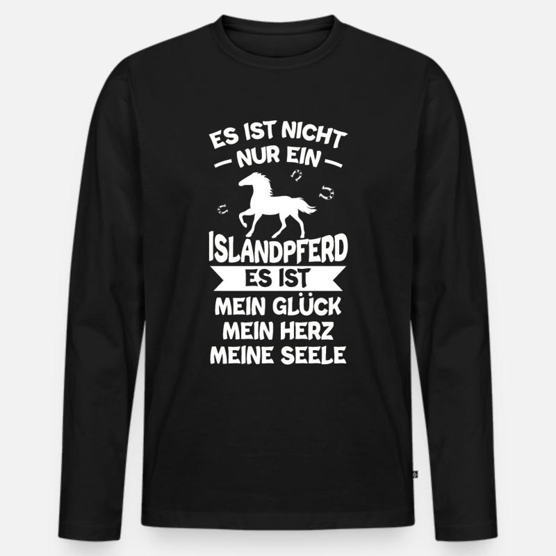 Islandpferd - Männer Premium Bio Langarmshirt - Schwarz