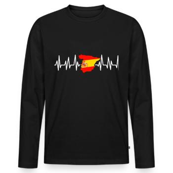 Spanien - Männer Premium Bio Langarmshirt - Schwarz - Vorne - Nico (187cm)