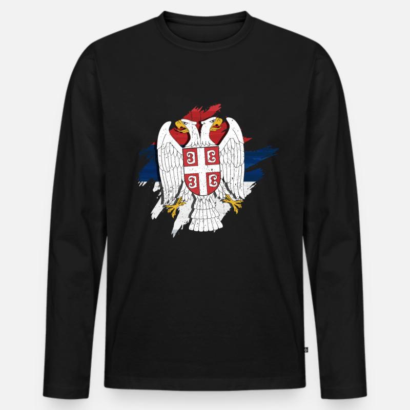 Serbien - Männer Premium Bio Langarmshirt - Schwarz