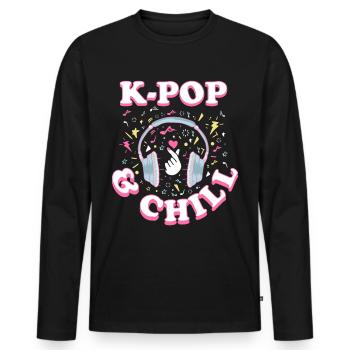 K-Pop - T-shirt manches longues Premium bio Homme - noir - Devant - Nico (187cm)