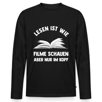 Buch - Männer Premium Bio Langarmshirt - Schwarz - Vorne - Nico (187cm)