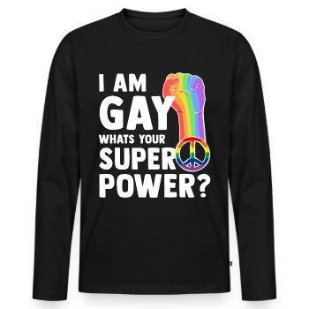 LGBT - Men's Premium Organic Long Sleeve Shirt - black - Front - Nico (187cm)