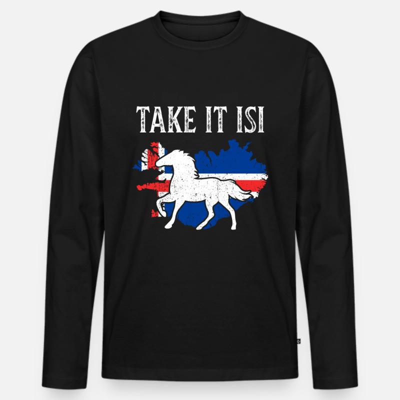 Islandpferd - Männer Premium Bio Langarmshirt - Schwarz