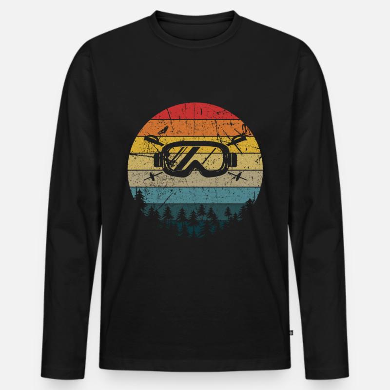 Skifahren - Männer Premium Bio Langarmshirt - Schwarz