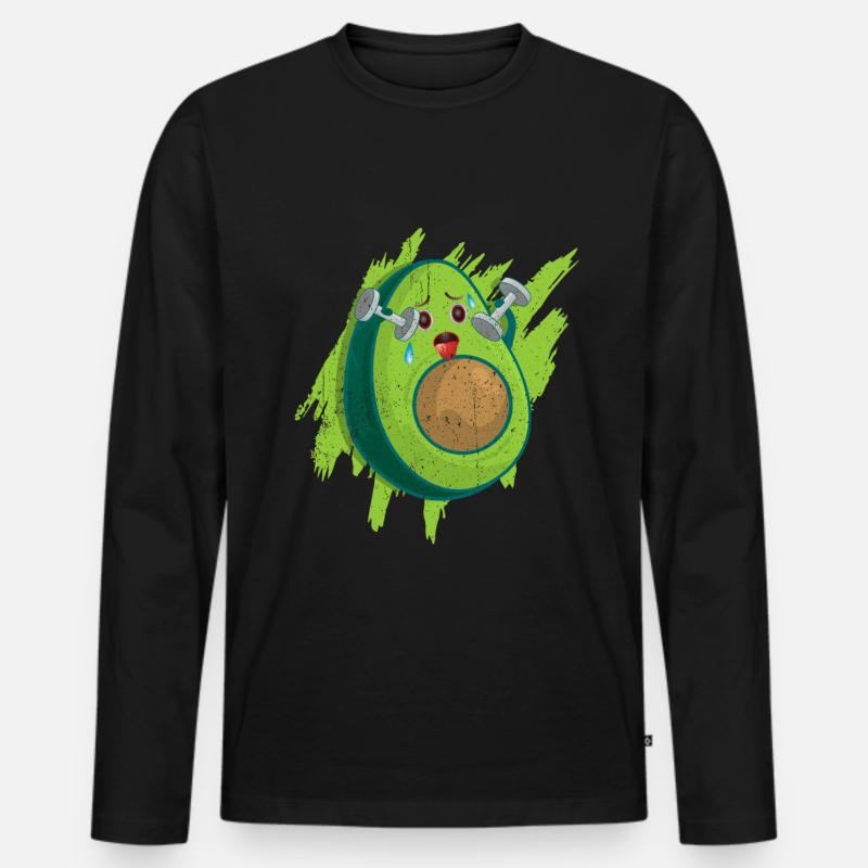 Avocado - Männer Premium Bio Langarmshirt - Schwarz