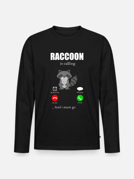 Waschbär Racoon Tier Geschenk Frettchen Marder - Männer Premium Bio Langarmshirt - Schwarz