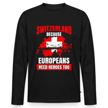 Suisse - T-shirt manches longues Premium bio Homme - noir - Devant - Nico (187cm)