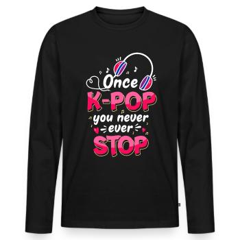 K-Pop - Männer Premium Bio Langarmshirt - Schwarz - Vorne - Nico (187cm)