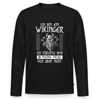 Wikinger Odin Walhalla Krieger Germane - Männer Premium Bio Langarmshirt - Schwarz - Vorne - Nico (187cm)