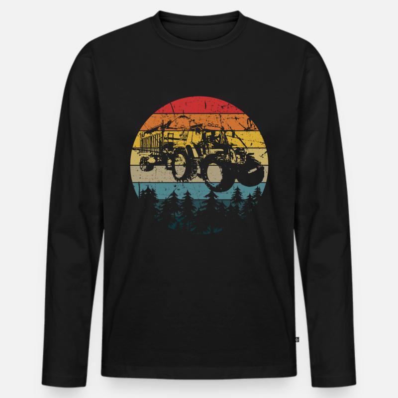 Traktor - Männer Premium Bio Langarmshirt - Schwarz