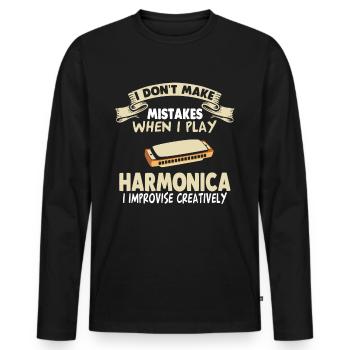 Mundharmonika Mundharmonika-Akkord Mundharmonika - Männer Premium Bio Langarmshirt - Schwarz - Vorne - Nico (187cm)