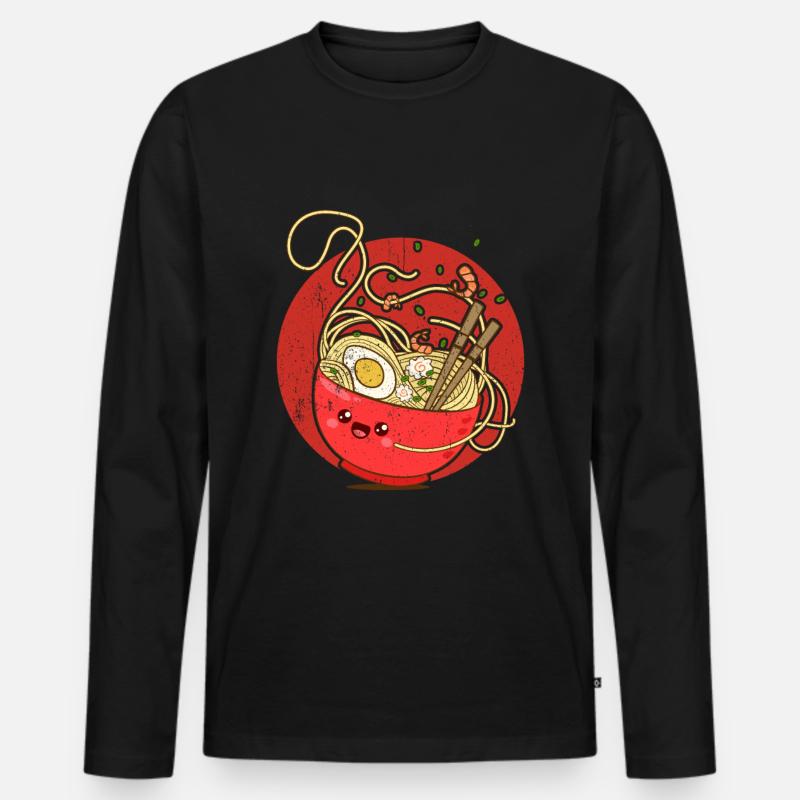 Ramen - Männer Premium Bio Langarmshirt - Schwarz