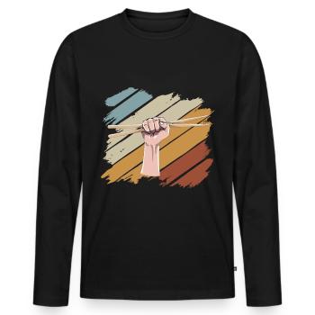 Batteries - T-shirt manches longues Premium bio Homme - noir - Devant - Nico (187cm)