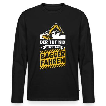 Bagger - Männer Premium Bio Langarmshirt - Schwarz - Vorne - Nico (187cm)