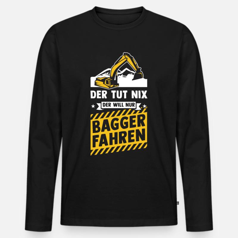 Bagger - Männer Premium Bio Langarmshirt - Schwarz