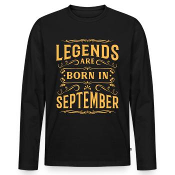 Septembre anniversaire anniversaire de bursdag anniversaire - T-shirt manches longues Premium bio Homme - noir - Devant - Nico (187cm)