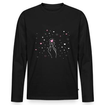 K-Pop - T-shirt manches longues Premium bio Homme - noir - Devant - Nico (187cm)