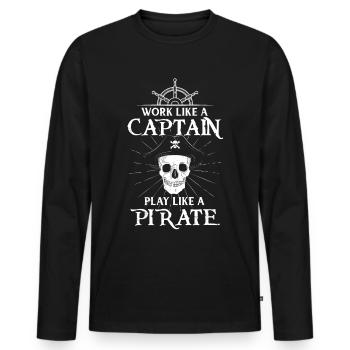 Pirate Cadeau Pirate Pirate Navire pirate Corsaire - T-shirt manches longues Premium bio Homme - noir - Devant - Nico (187cm)