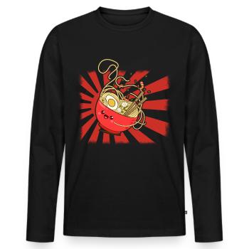 Ramen - T-shirt manches longues Premium bio Homme - noir - Devant - Nico (187cm)