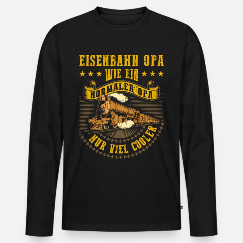 Eisenbahn - Männer Premium Bio Langarmshirt - Schwarz