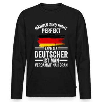 Deutschland Deutsch Deutsche Deutscher Deutsche Mä - Männer Premium Bio Langarmshirt - Schwarz - Vorne - Nico (187cm)