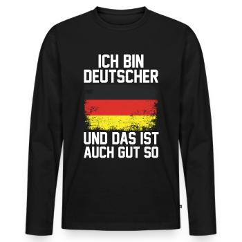 Deutscher Deutsch Deutschland Geschenk - Männer Premium Bio Langarmshirt - Schwarz - Vorne - Nico (187cm)