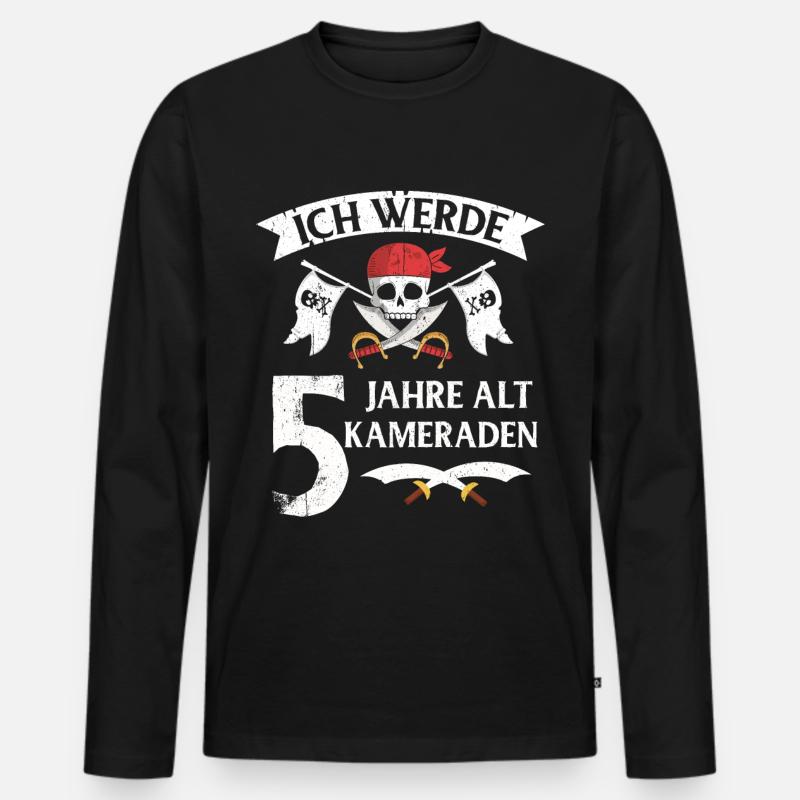 Pirat - Männer Premium Bio Langarmshirt - Schwarz