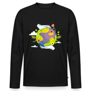 Klimawandel - Männer Premium Bio Langarmshirt - Schwarz - Vorne - Nico (187cm)