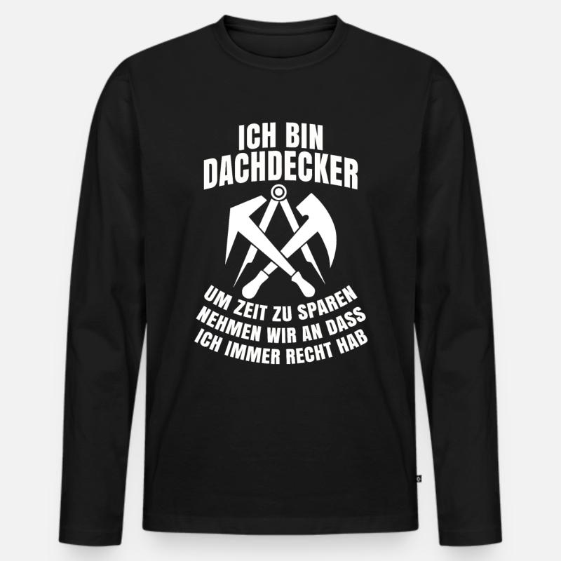 Dachdecker - Männer Premium Bio Langarmshirt - Schwarz