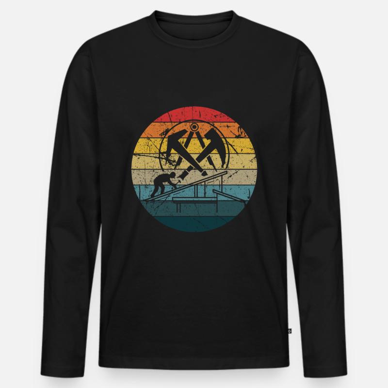 Dachdecker - Männer Premium Bio Langarmshirt - Schwarz