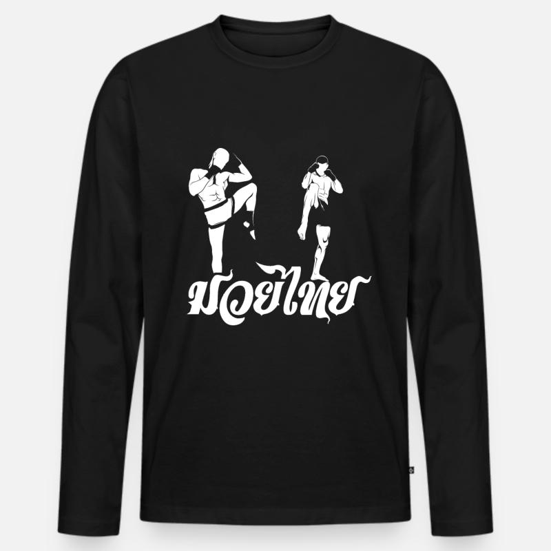 Muay Thai Wettkampf - Männer Premium Bio Langarmshirt - Schwarz