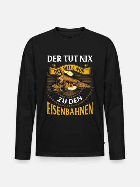Eisenbahn - Männer Premium Bio Langarmshirt - Schwarz