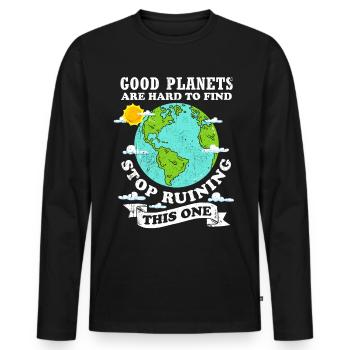 Protection du climat Changement climatique Crise climatique Écologie - T-shirt manches longues Premium bio Homme - noir - Devant - Nico (187cm)