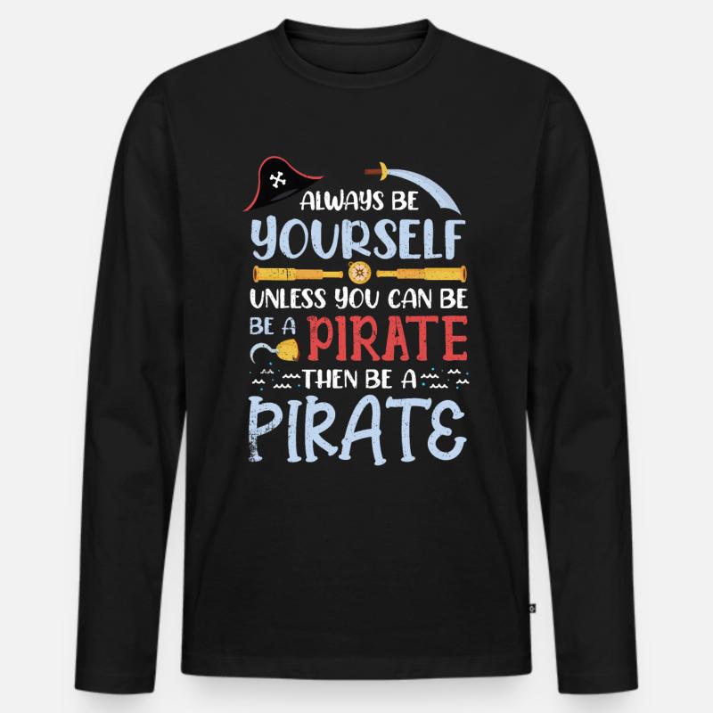 Pirat - Männer Premium Bio Langarmshirt - Schwarz