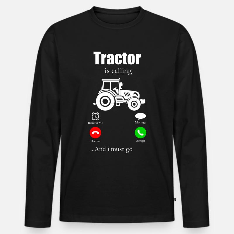 Traktor - Männer Premium Bio Langarmshirt - Schwarz