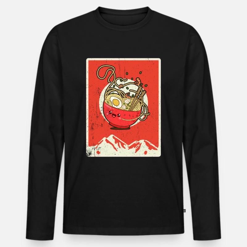 Ramen - Männer Premium Bio Langarmshirt - Schwarz