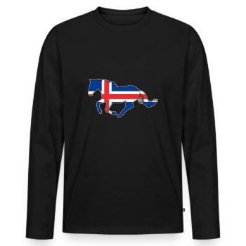 Islandpferd - Männer Premium Bio Langarmshirt - Schwarz - Vorne - Nico (187cm)