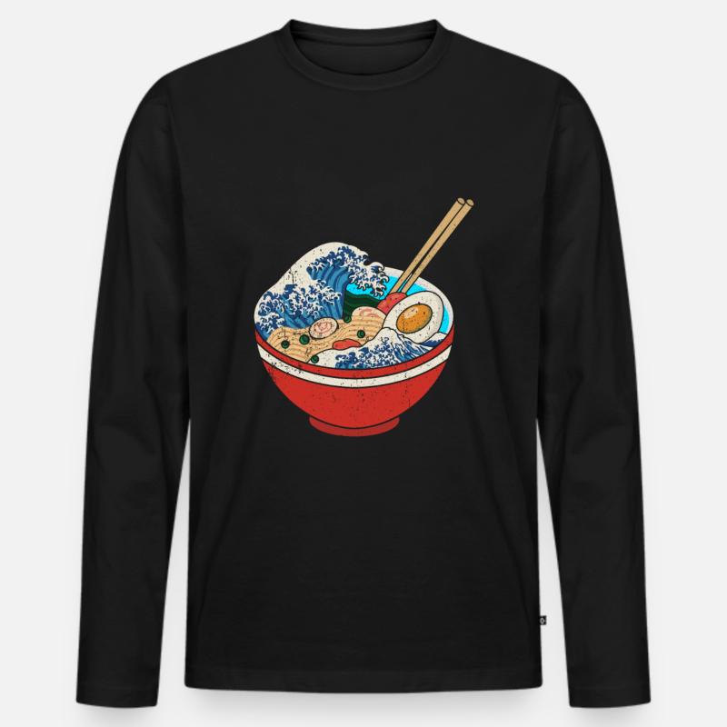 Ramen - Männer Premium Bio Langarmshirt - Schwarz