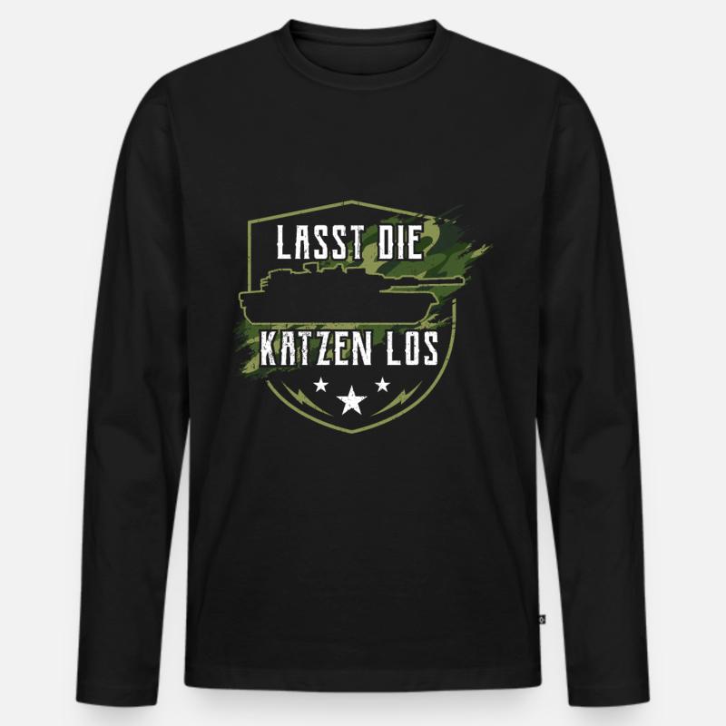 Panzer - Männer Premium Bio Langarmshirt - Schwarz