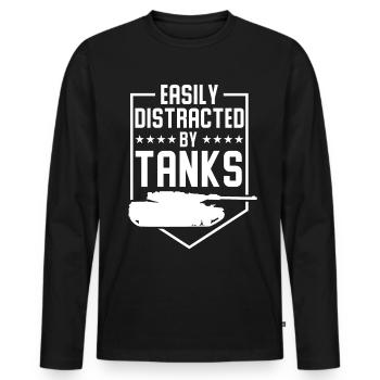 Panzer Tshirt armée armée soldats tankfahrer - T-shirt manches longues Premium bio Homme - noir - Devant - Nico (187cm)