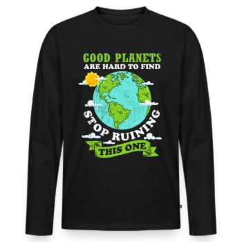 Klimawandel - Männer Premium Bio Langarmshirt - Schwarz - Vorne - Nico (187cm)