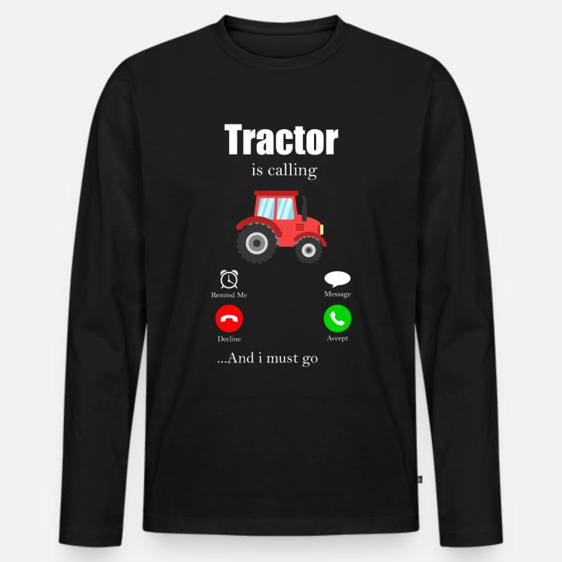Traktor - Männer Premium Bio Langarmshirt - Schwarz