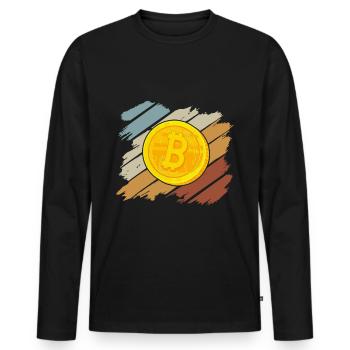 Bitcoin - T-shirt manches longues Premium bio Homme - noir - Devant - Nico (187cm)