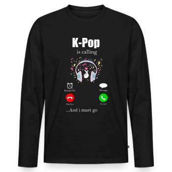 K-Pop - Männer Premium Bio Langarmshirt - Schwarz - Vorne - Nico (187cm)