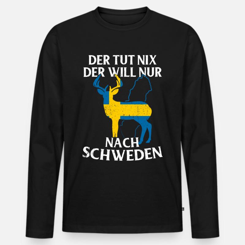 Schweden - Männer Premium Bio Langarmshirt - Schwarz