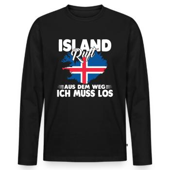 Island ruft aus dem Weg ich muss los - Männer Premium Bio Langarmshirt - Schwarz - Vorne - Nico (187cm)
