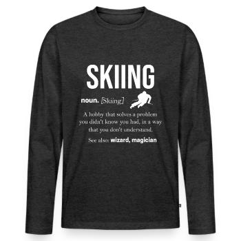 Ski - T-shirt manches longues Premium bio Homme - anthracite chiné - Devant - Nico (187cm)